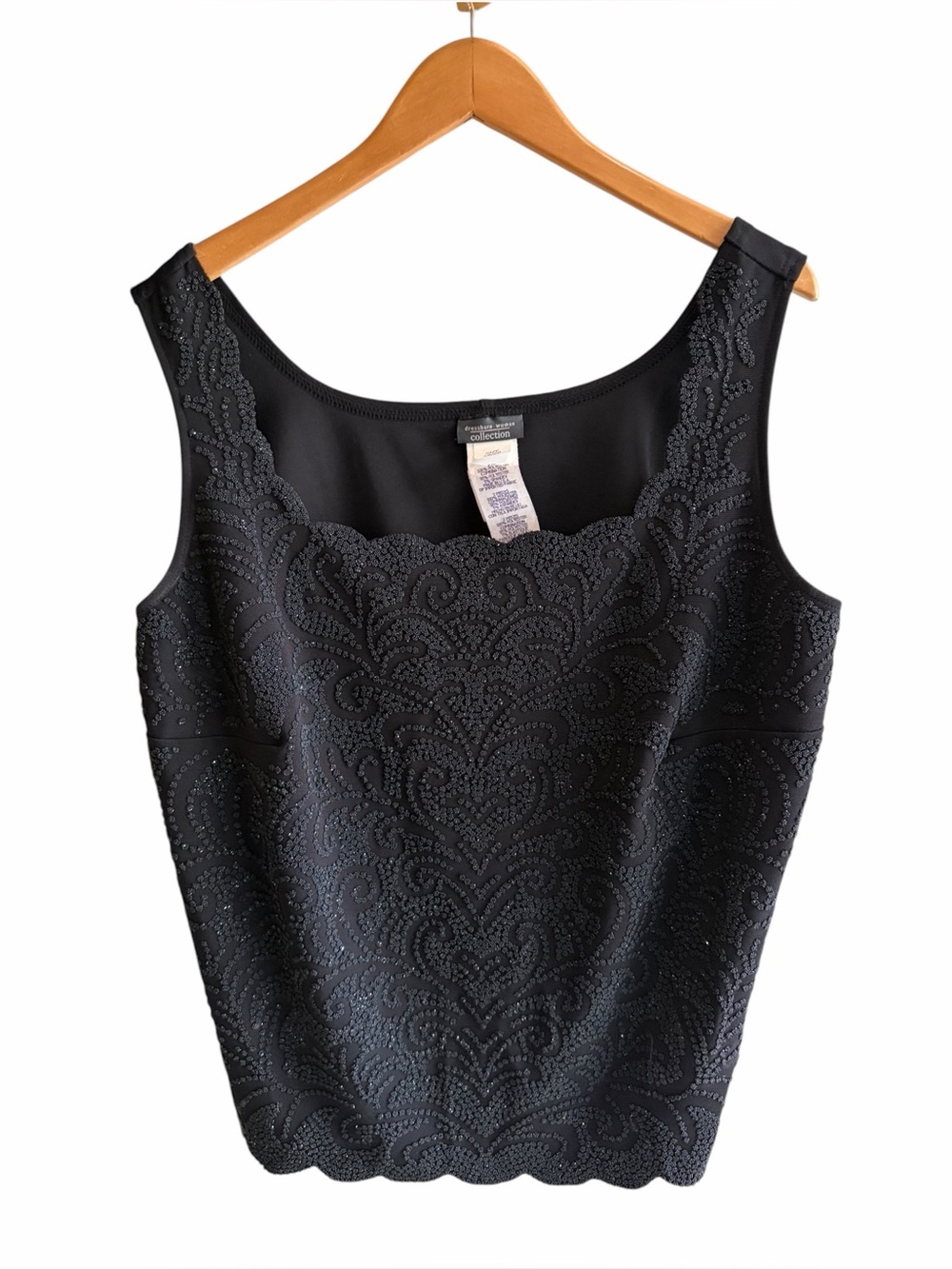 DRESSBARN Black beaded Whimsigoth sleeveless top